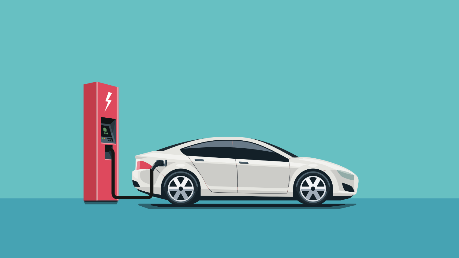 Electric Car Charging Illustration