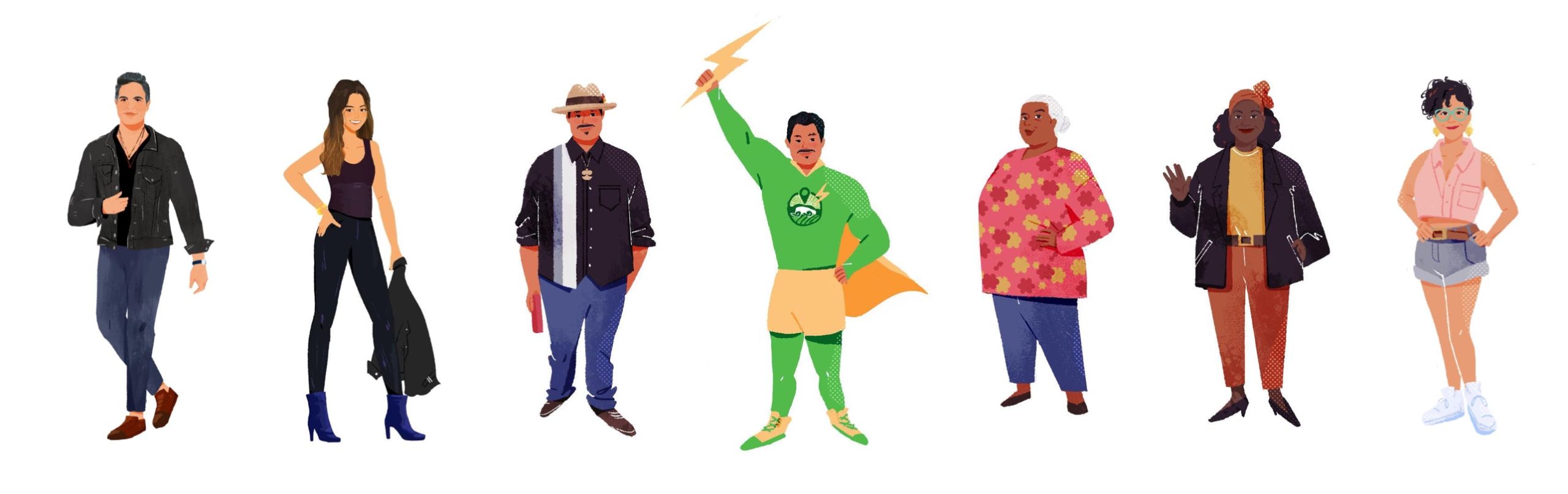 Global and Local Superheroes Illustration